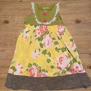 Vintage Matilda Jane Yellow Floral Sleeveless Dress